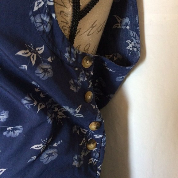 Original TY Dress Maxi Size 12 Floral Spring wear Blue Side Button Side Slits - Picture 7 of 12